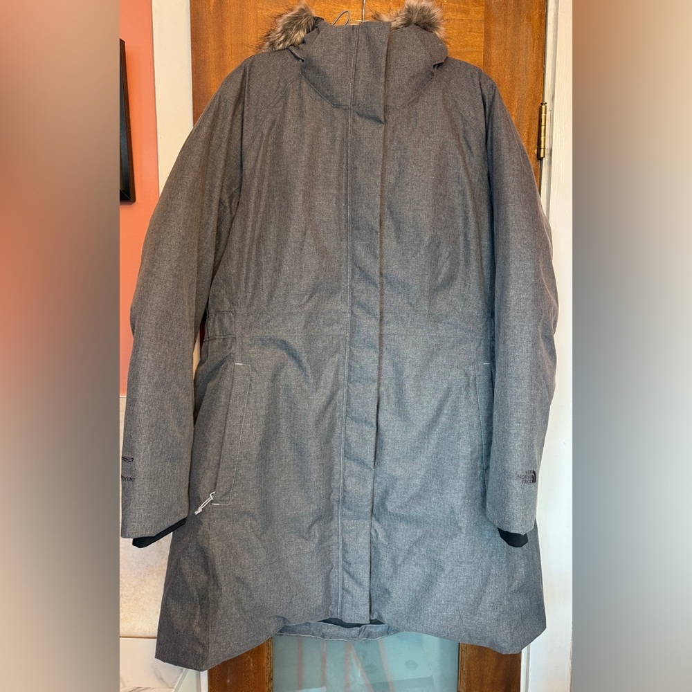 The North Face Women Heather Gray Removable Hood Artic Parka II 550 Dryvent NWOT